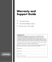 Compaq Presario SR1000 Warranty and Support Guide - 1 year