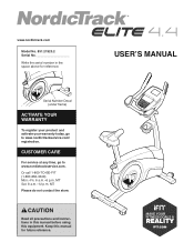 NordicTrack Elite 4.4 Bike English Manual