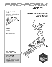 ProForm 475 E Elliptical English Manual