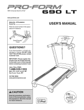 ProForm 690 Lt Treadmill English Manual