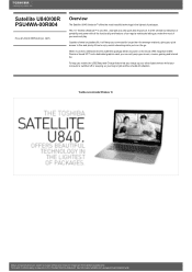 Toshiba Satellite U840 PSU4WA-00R004 Detailed Specs for Satellite U840 PSU4WA-00R004 AU/NZ; English