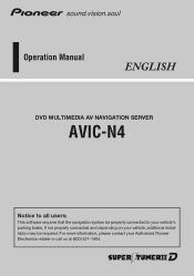 Pioneer AVIC N4 Owner's Manual