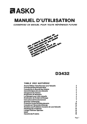 Asko D3432 User manual D3432 Use & Care Guide FR (French UCG 2+1 Warranty)