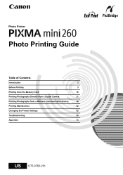 Canon PIXMA mini260 Photo Printing Guide