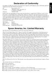 Epson 695Wi Warranty Statement