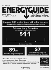 Maytag MHW5500FW Energy Guide
