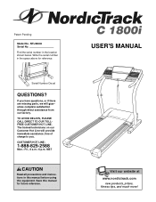 NordicTrack C1800i Treadmill English Manual