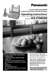 Panasonic KXFG6550 KXFG6550 User Guide