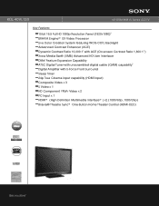 Sony KDL-40VL130 Marketing Specifications