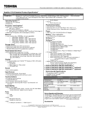 Toshiba Satellite C70-BBT2N11 Detailed Specifications for Satellite C70-BBT2N11