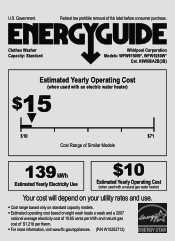 Whirlpool WFW9250WL Energy Guide