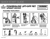 Bissell PowerGlide Lift-Off Pet Plus Upright Vacuum 2043 Quick Start Guide