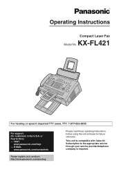 Panasonic KXFL421 KXFL421 User Guide