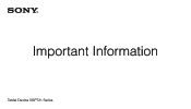 Sony SGPT211US/S Important Information