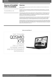 Toshiba Qosmio X70 PSPLTA-0DW068 Detailed Specs for Qosmio X70 PSPLTA-0DW068 AU/NZ; English