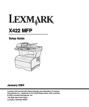 Lexmark 16L0000 X422 MFP Setup Guide