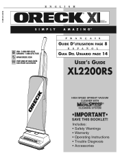 Oreck XL2200RS Owners Guide