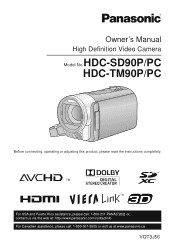 Panasonic HDC-TM90K HDCSD90 User Guide