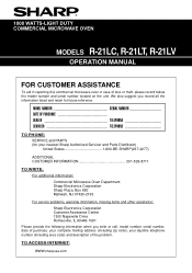 Sharp R-21LV Owners Manual for R-21LC