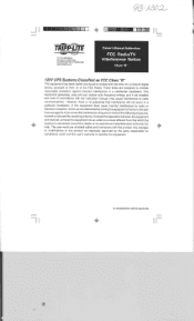 Tripp Lite SMART3000NET Owner's Manual Addendum for FCC Radio/TV Interference Notice Class B 931302