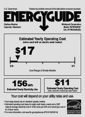 Whirlpool WFW94HEXW Energy Guide