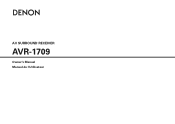 Denon AVR 1709 Owners Manual - English