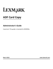 Lexmark MX6500e 6500e ADF Card Copy Administrator's Guide