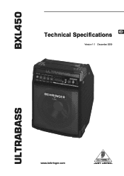 Behringer ULTRABASS BXL450 Specifications Sheet