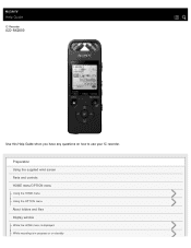 Sony ICD-SX2000 Help Guide