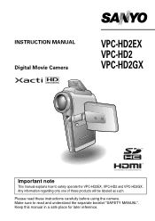 Sanyo VPCHD2EX Instruction Manual, VPC-HD2EX