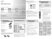 Sony KE-42M1 Quick Setup Guide (including hookup diagrams)
