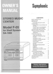 Symphonic F05 Owner's Manual