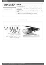 Toshiba P50 PSPNVA-01E00N Detailed Specs for Satellite P50 PSPNVA-01E00N AU/NZ; English