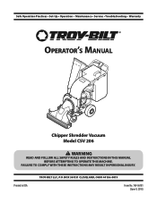 Troy-Bilt CSV 206 Operation Manual