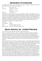 Epson 1761W Warranty Statement