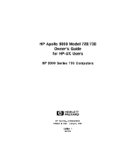 HP Model 730 hp 9000 series 700 model 720, 730 workstations owner's guide (a1926-90001)