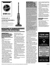 Hoover ONEPWR Evolve Pet Elite Cordless Vacuum Product Manual Spanish