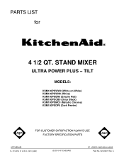 KitchenAid KSM100PSWW Parts List
