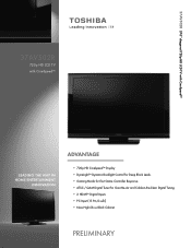 Toshiba 37AV502R Printable Spec Sheet