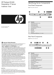 HP ProLiant DL160 HP ProLiant DL165 Generation 5 Server Installation Sheet