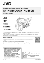 JVC GY-HM650U Operation manual for the GY-HM650U (168 pages)
