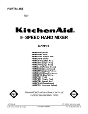 KitchenAid KHM9QWH Parts List