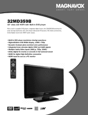 Magnavox 32MD359B Product Spec Sheet