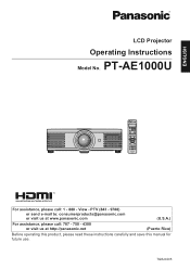 Panasonic PT-AE1000U Hd Home Cinema Projector