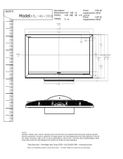 Sony KDL-46V3000 Dimensions Diagram