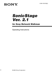 Sony NW-E95 SonicStage v2.1 Instructions