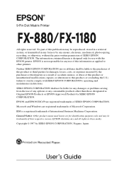 Epson FX-1180 User Manual