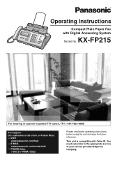 Panasonic KXFP215 KXFP215 User Guide