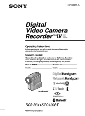Sony DCR-PC115 Operating Instructions