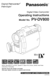 Panasonic PVDV800 PVDV800 User Guide